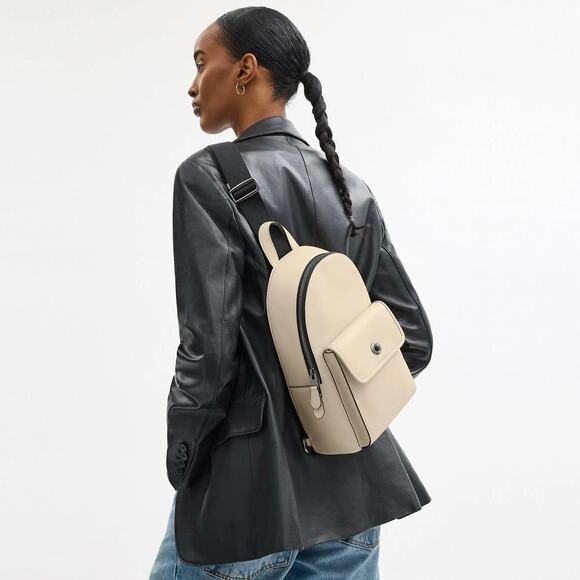 NWT Coach CAJ92 Turnlock Sling Pack In Smooth calf leather Ivory - Picture 7 of 7